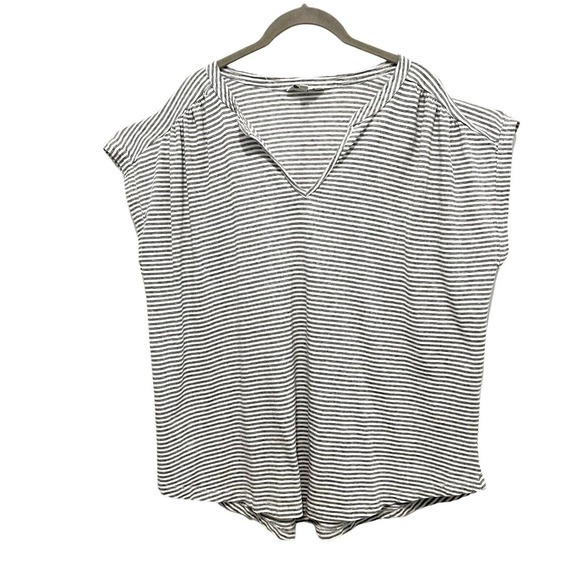 Lucky Brand Tops - Lucky Brand Womens Gray White Super Soft Slouchy Round Hem Blouse Top Size 2X